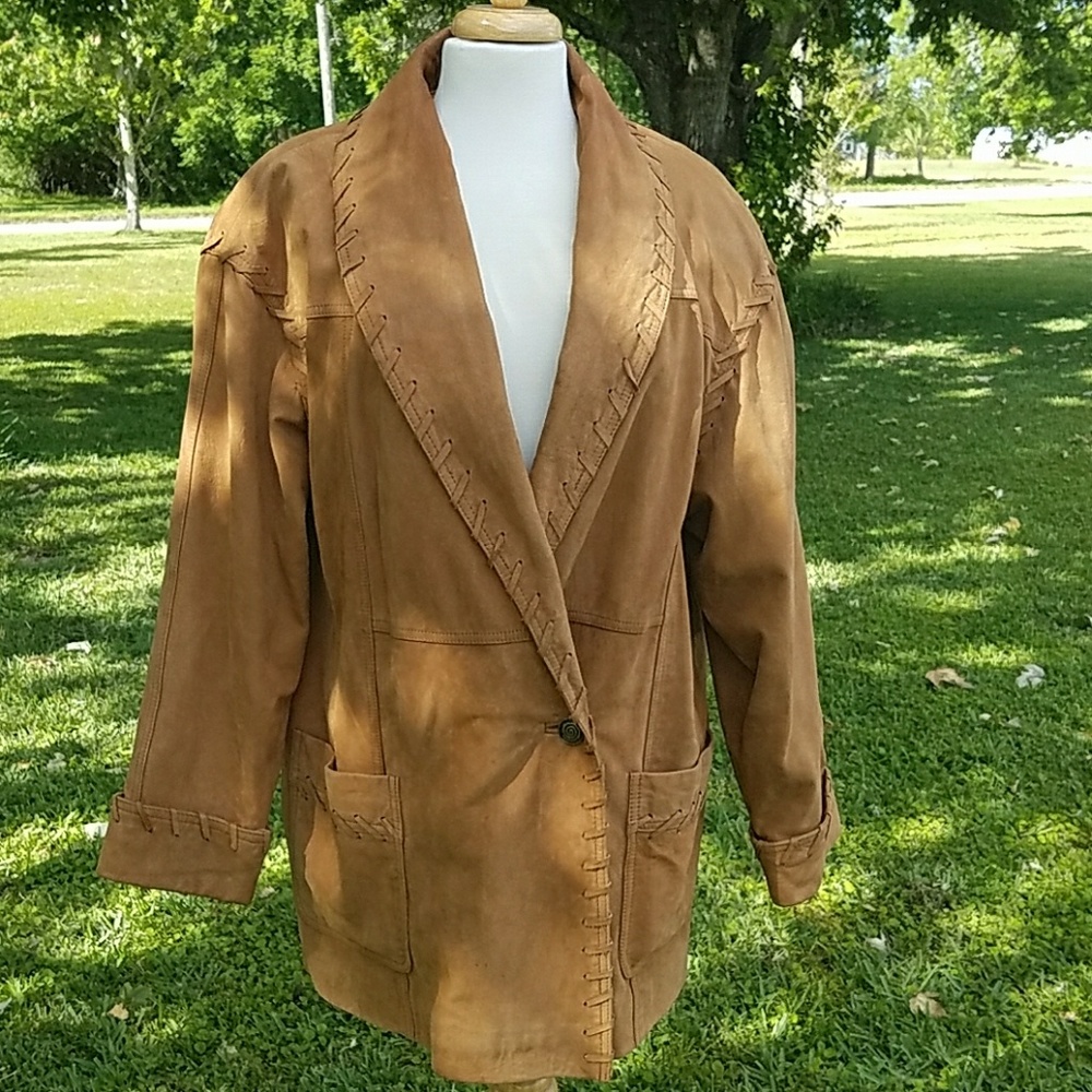 Vintage Together! Suede Whipstitched Jacket L